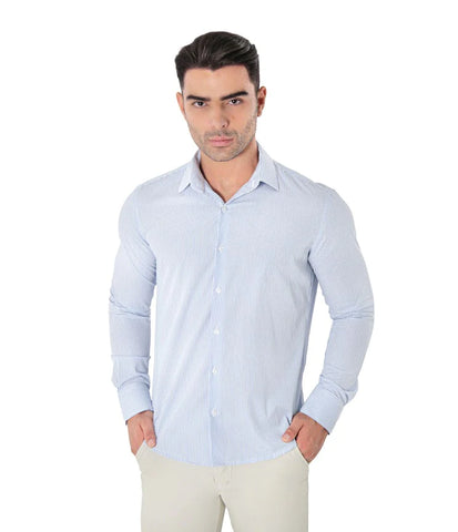 Camisa Social Manga Longa Slim Fit Listras